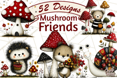 Forest Friends Woodland Animals PNG Clipart Mushrooms Art Product Image 1