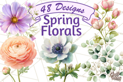 Spring Flower Clipart, Floral Clip Art PNG, Watercolor Product Image 1