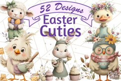 Whimsical Easter Animal Clipart, Printable PNG, Cute Bunny Product Image 1