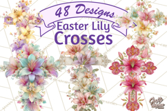 Easter Lily Cross Clipart, Pastel Bold Christian Crosses Png Product Image 1