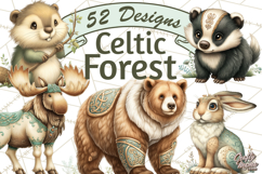 Celtic Enchanted Forest Animals Clipart, Woodland Creatures Product Image 1