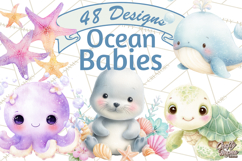 Ocean Baby Animals Clipart PNG, Cute Sea Animals Watercolor Product Image 1