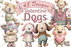 Valentine Dog Clipart PNG, Cute Valentine Dogs, Kids Product Image 1