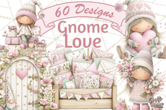 Valentine Gnome Clipart PNG, Gnome Girl Valentine Clip Art Product Image 1