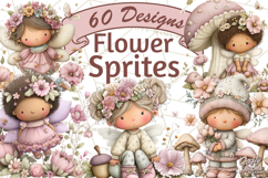 Flower Sprite Babies Clipart PNG, Pastel Watercolor Fairy Product Image 1