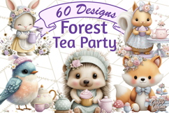 Easter Forest Animal Clipart, Cute Tea Party Woodland Png Product Image 1