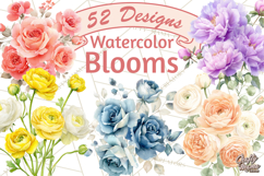 Soft Watercolor Floral Clipart, Spring Bouquets, Flowers PNG Product Image 1