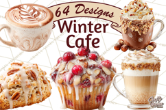Winter Café PNG, Cozy Latte Clipart, Bakery Drink Graphics Product Image 1