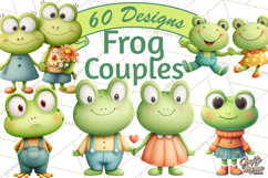 Cute Frog Couple Clipart, Baby Frogs Romantic Png Product Image 1