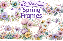 Spring Floral Frames and Borders PNG, Pastel Flower Clipart Product Image 1