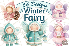 Chubby Winter Fairy PNG, Miniature Watercolor Winter Fairies Product Image 1