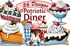 4th of July Retro Diner Clipart, Patriotic Americana Diner Product Image 1
