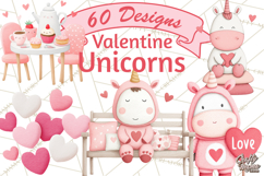Valentine Unicorn Clipart PNG, Unicorn Girl Valentine Product Image 1