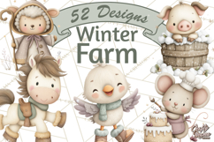 Cute Winter Farm Animals PNG, Cozy Snowy Animal Clipart Product Image 1