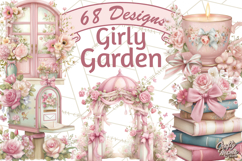 Pink Coquette Clipart, Girly Graden Decor Png, Feminine Product Image 1