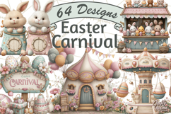 Easter Carnival Clipart, Pastel Carnival Booths Png Product Image 1
