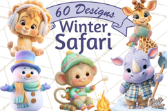 Winter Safari Baby Animals Clipart PNG Cute Holiday Clip Art Product Image 1