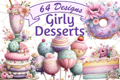 Dessert Clipart, Girly Pastel Sweets, Cupcakes Cookies Png Product Image 1