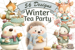 Winter Tea Party Animals PNG, Woodland Cozy Clipart Product Image 1