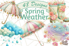Rainy Day Clipart, Spring Weather Clip Art PNG, Umbrella Product Image 1