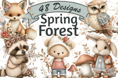 Spring Woodland Animal Clipart, Forest Animals PNG Product Image 1