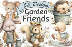 Garden Friends Clipart, Spring Animals Clip Art PNG Product Image 1