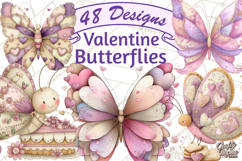 Valentine Butterfly Clipart, Heart Wing PNG Graphics Product Image 1