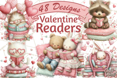 Valentine Reading Animals Clipart for Classroom Crafts Product Image 1