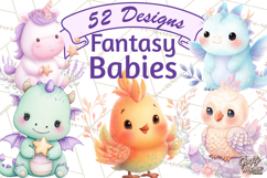 Fantasy Baby Creatures Clipart PNG, Cute Pastel Watercolor Product Image 1