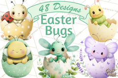 Baby Insects in Easter Eggs, Cute Spring Bug Clipart Png Product Image 1