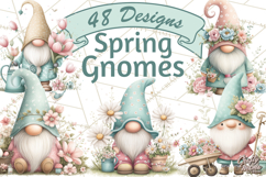 Spring Garden Gnome Clipart, Gnome PNG, Cute Garden Clip Art Product Image 1
