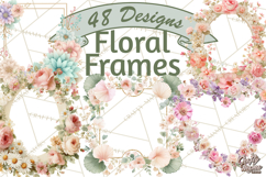 Floral Frames Clipart, Girly Pastel Flower Frames, Oval Png Product Image 1