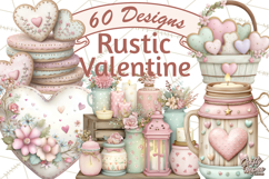 Rustic Valentine Decor Clipart, Burlap Heart PNG Product Image 1