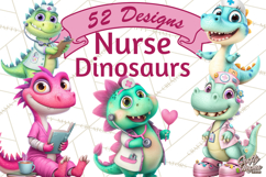 Pediatric Nurse Dinosaur Clipart Cute Medical PNG Product Image 1