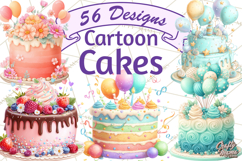 Cartoon Birthday Cake Clipart, Cute Realistic Cake PNG Product Image 1