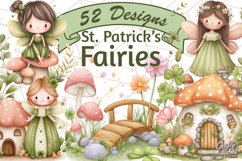 St Patrick’s Day Fairies Clipart, Miniature Irish Fairy Png Product Image 1