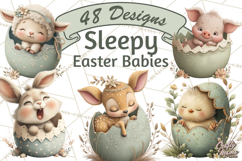 Easter Baby Animals Clipart PNG, Sleeping Baby Animals Product Image 1