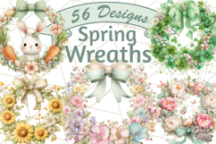 Spring Wreath Clipart PNG, Easter Wreath Clip Art Product Image 1