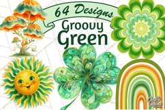 Retro 70s Psychedelic Clipart PNG, Groovy Flowers Product Image 1