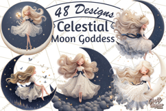 Celestial Moon Goddess Clipart, Fantasy Women, Crescent Moon Product Image 1