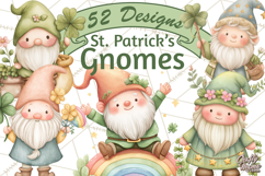 St Patricks Gnomes PNG, Cute Irish Gnome Clipart, Shamrock Product Image 1