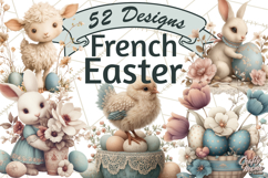 French Vintage Easter Bunny Clipart PNG, Soft Pastel Easter Product Image 1