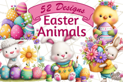 Easter Animals Clipart PNG, Cute Easter Animal Clip Art Product Image 1