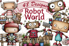 Adorable Robots Clipart, Playful Toy Robot Clip Art PNG Product Image 1