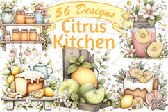 Citrus Kitchen Cottagecore PNG, Rustic Citrus Clipart, Lemon Product Image 1