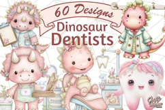 Dinosaur Dentist Clipart Cute Pediatric Dental PNG Product Image 1