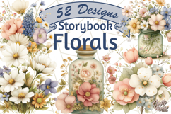 Vintage Spring Florals Clipart, Cottagecore Flower Png Product Image 1