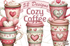 Valentine Coffee Clipart PNG, Cozy Coffee Mugs, Cocoa Cups Product Image 1