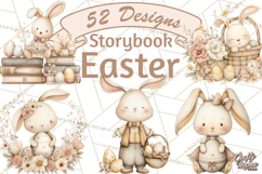 Vintage Easter Bunny Clipart PNG, Easter Bunny Printable Product Image 1