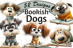 Bookish Dogs PNG Clipart, Cozy Dog Reading, Cute Cartoon Pup Product Image 1